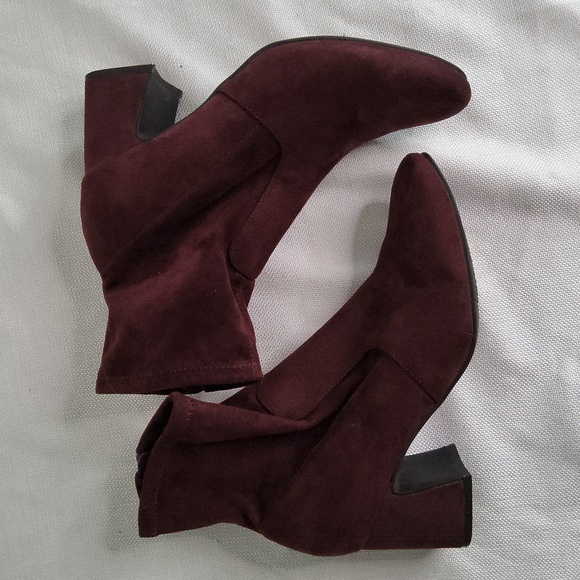Unisa unhavana faux burgundy suede shoe booties heels boots shoes sz 8 - Picture 5 of 6